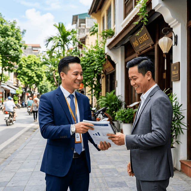 Chuyên viên Mezhome trao báo cáo cho Anh Thanh Phong